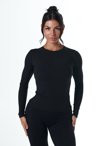 RIBBED LONG SLEEVE - BLACK