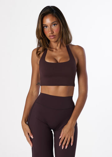 SS HALTER CROP - ESPRESSO