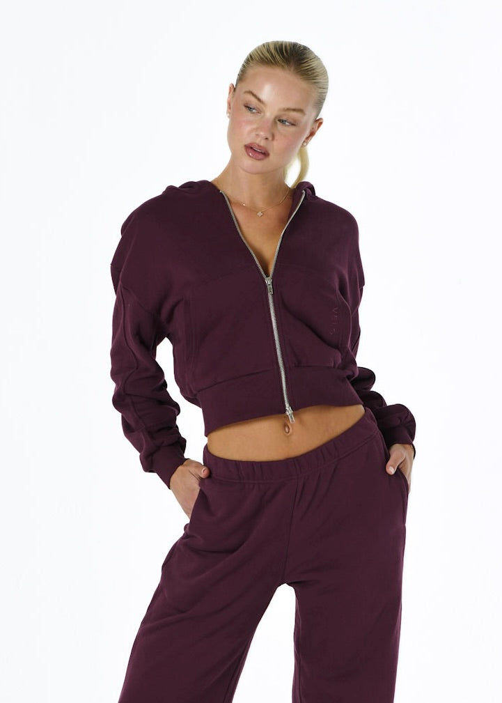 COMFORT ZIP HOODIE - PLUM
