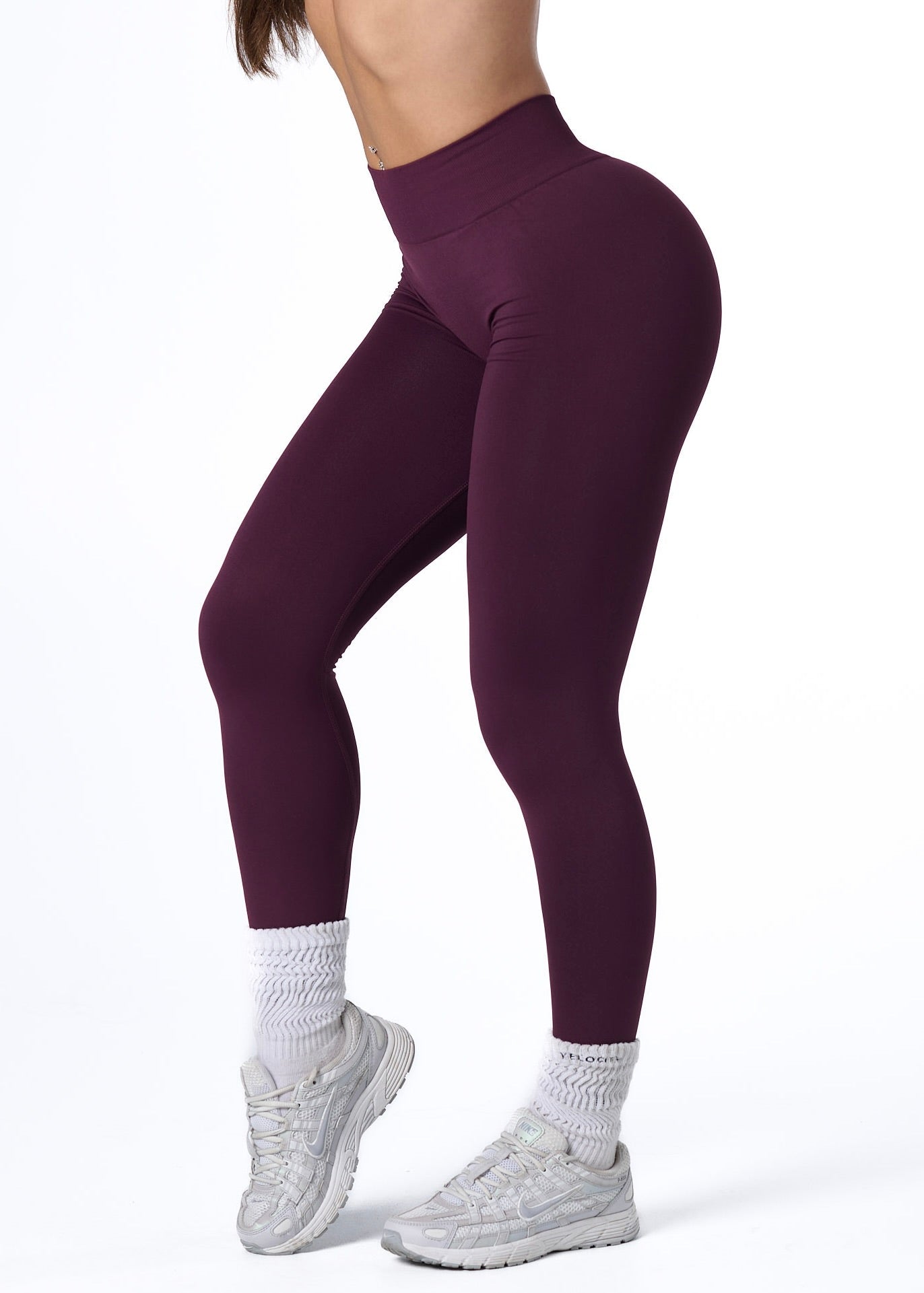 SILHOUETTE SCRUNCH LEGGINGS - PLUM