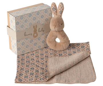 Rabbit Rattle Set-Cream Peach