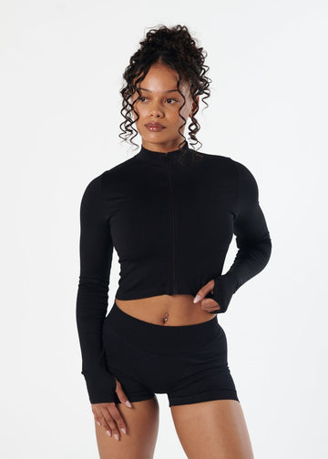 SIGNATURE SEAMLESS ZIP - LIQUORICE