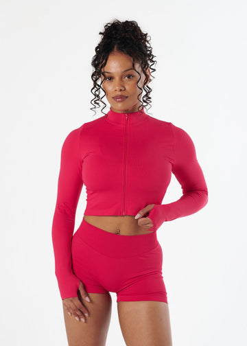 SIGNATURE SEAMLESS ZIP - CHERRY