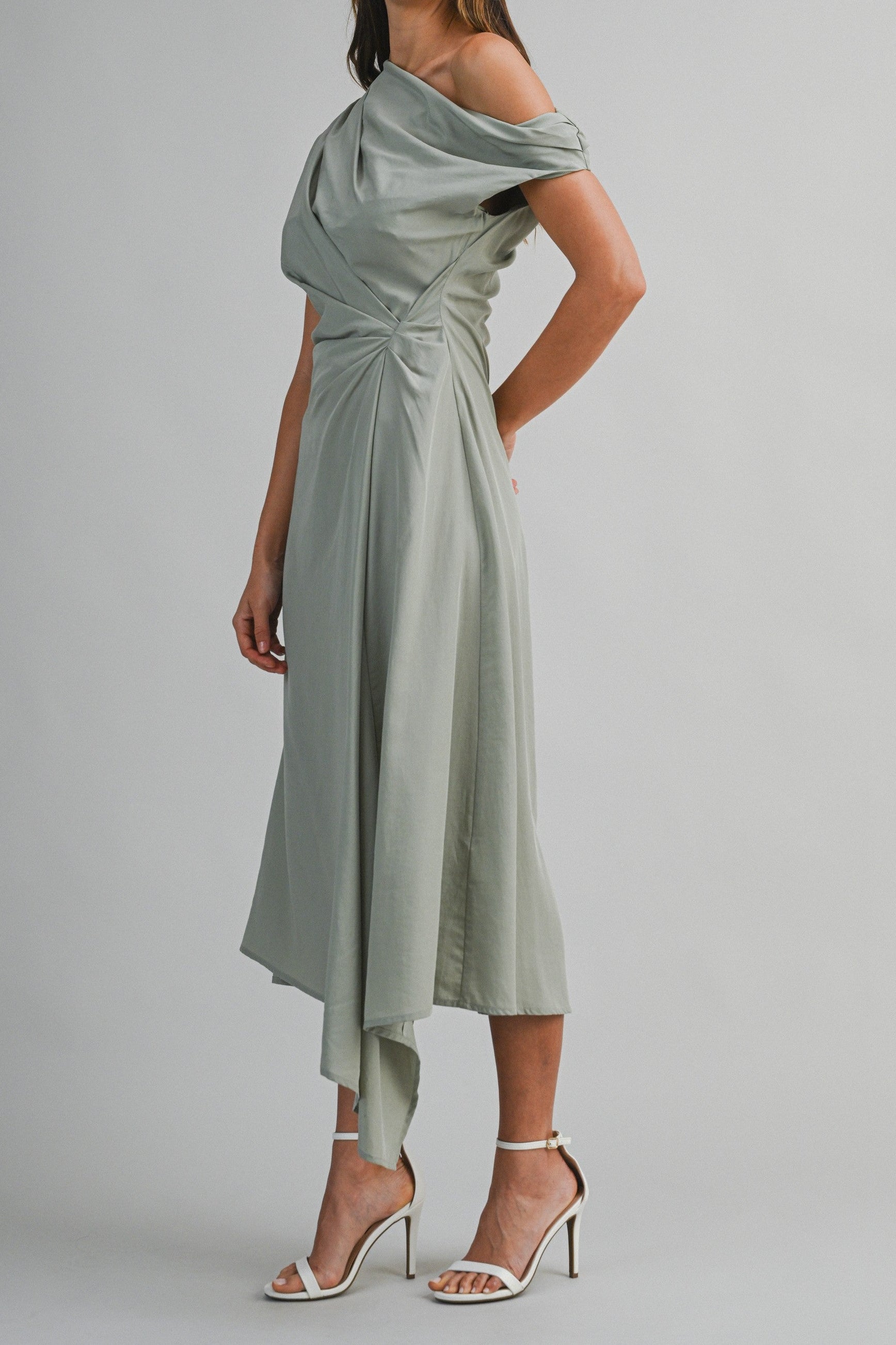 ANA ONE-SHOULDER MIDI DRESS
