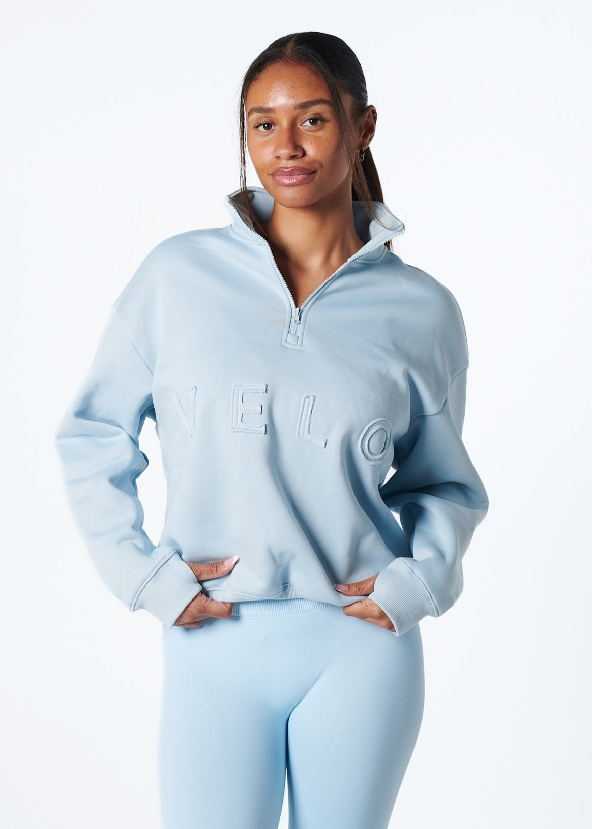 VELO FLEECE QUARTER ZIP - SKY