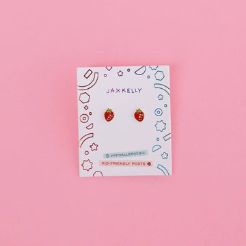 Strawberry Enamel Flat Back Kids earrings