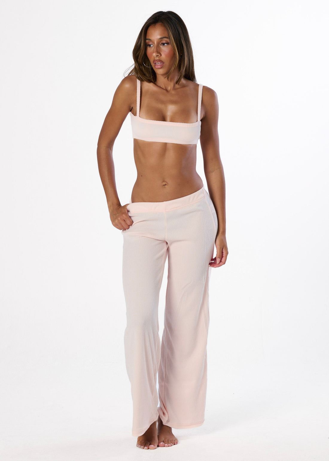 KNIT LOUNGE BOTTOMS - STRAWBERRY MILK