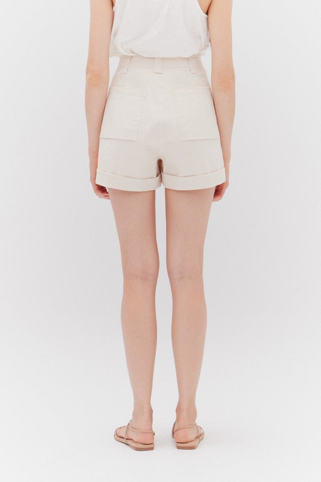 MARJORIE TWILL MID-RISE SHORTS