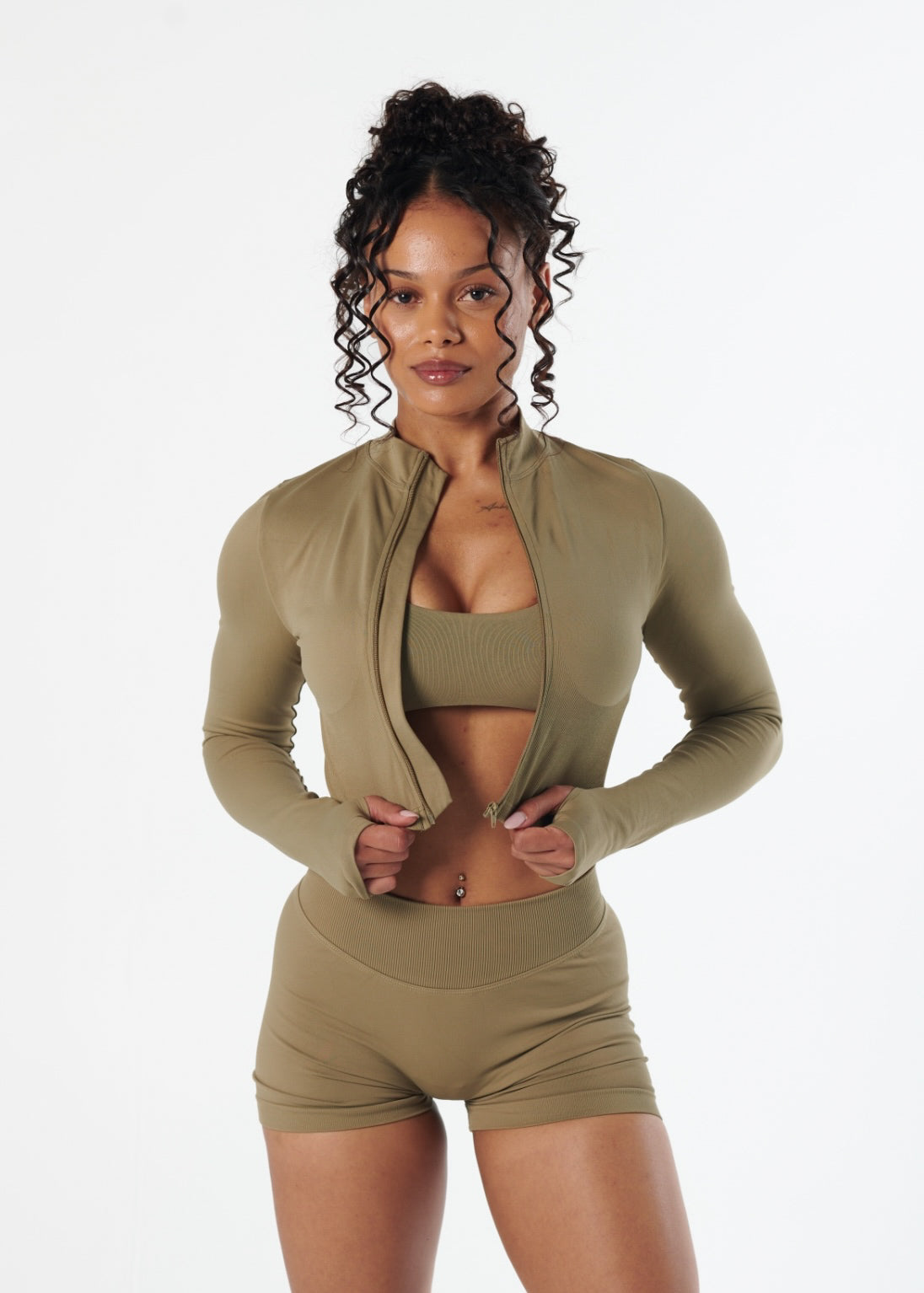 SIGNATURE SEAMLESS ZIP - MATCHA