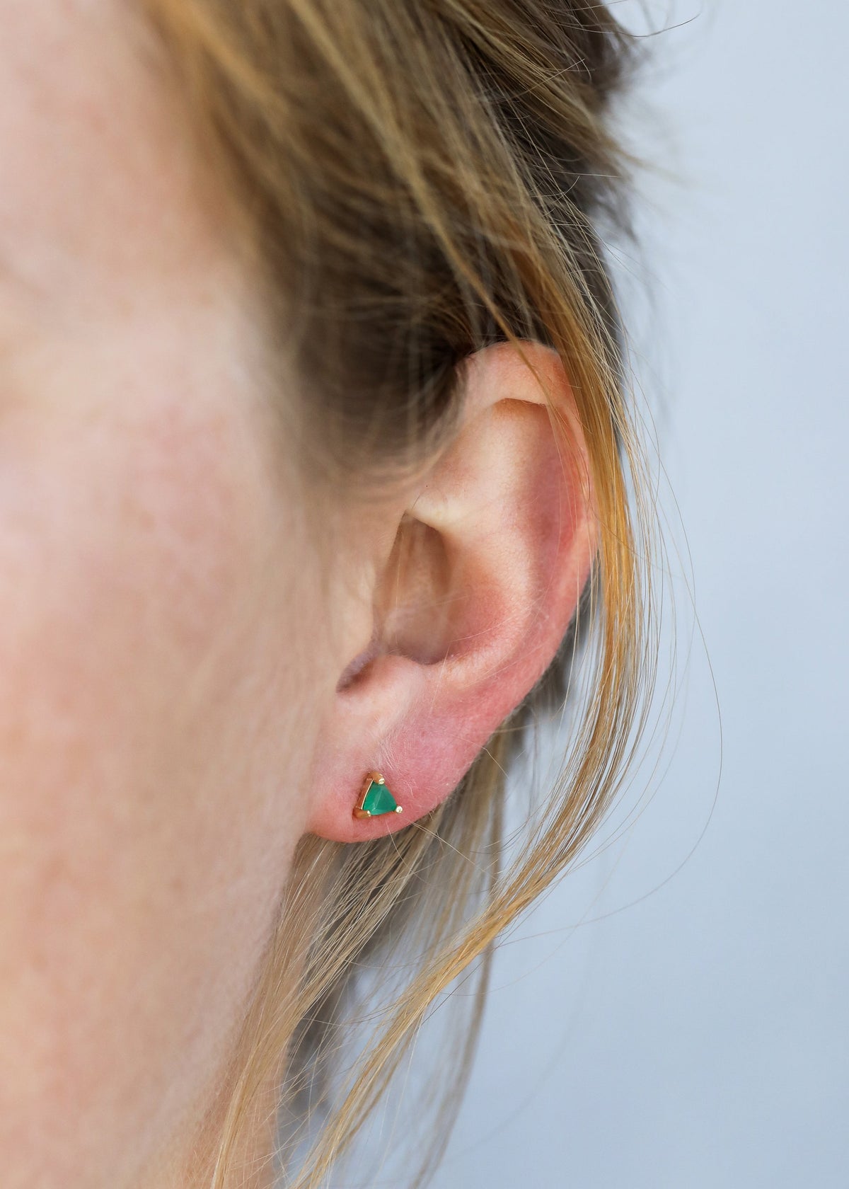Mini Energy Gem - Green Onyx - Gold Earrings