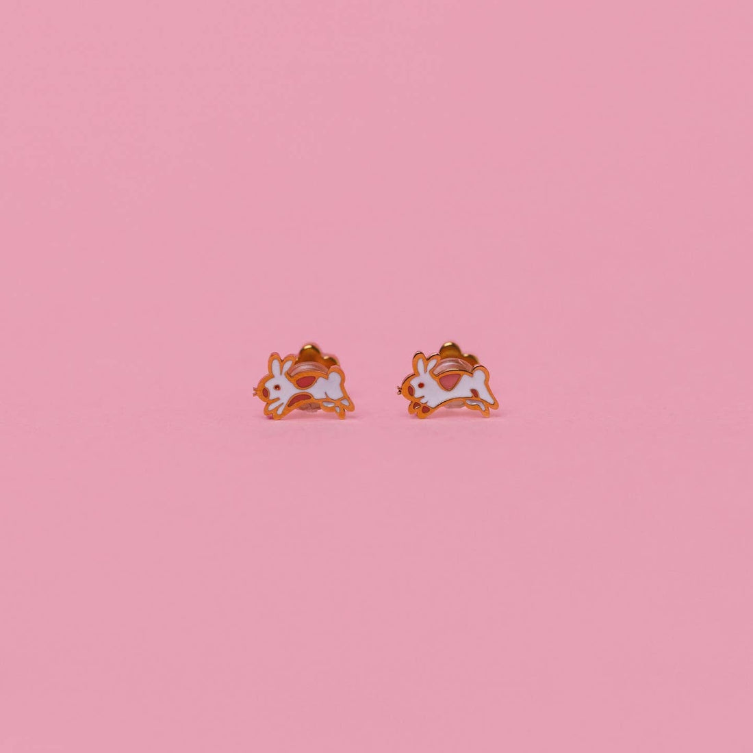 Bunny Enamel Flat Back Kids Earrings