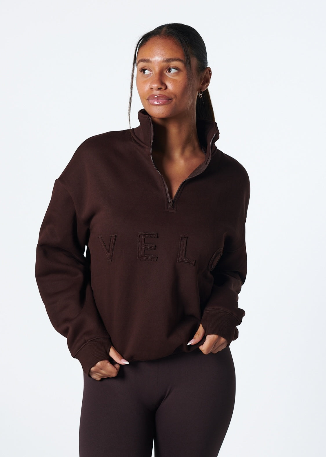 VELO FLEECE QUARTER ZIP - ESPRESSO