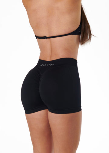 SIGNATURE SCRUNCH SHORTS MINI - LIQUORICE