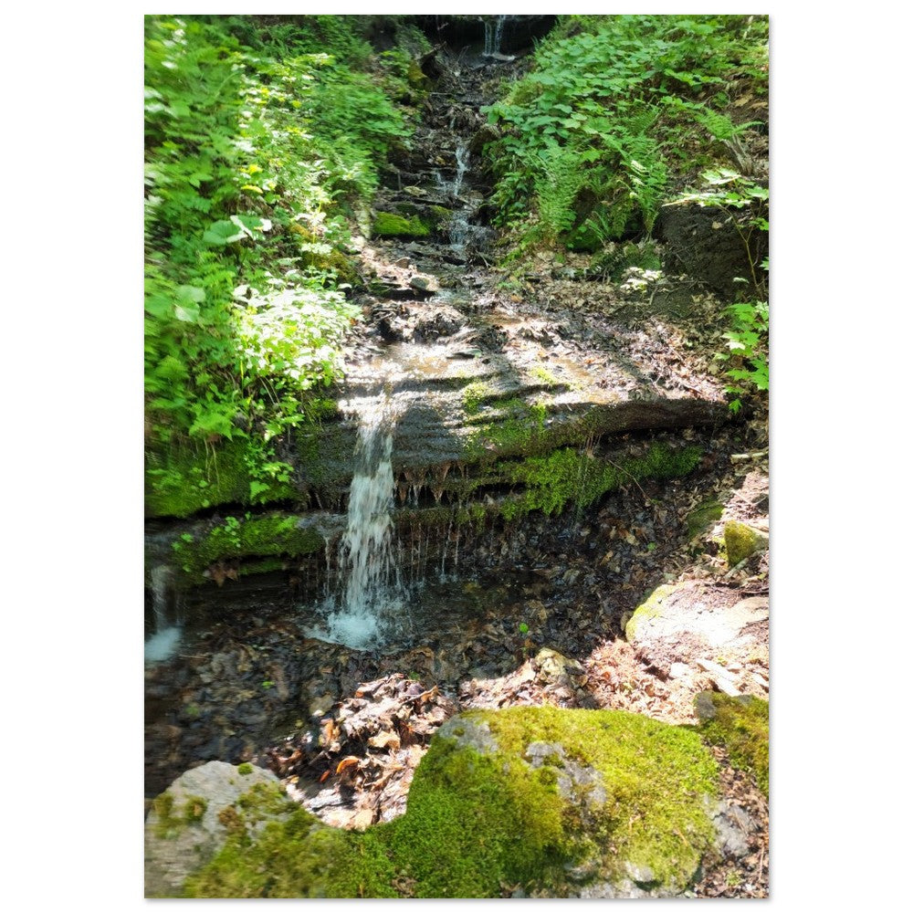 Serene Waterfall in the Forest - Nature Landscape Poster Classic Semi-Glossy Paper Poster