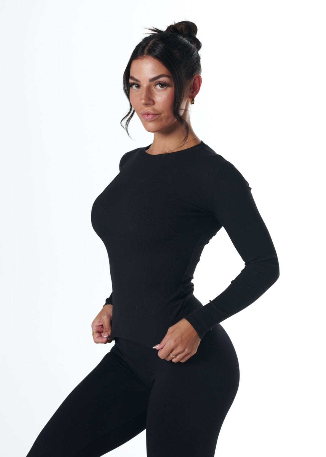RIBBED LONG SLEEVE - BLACK