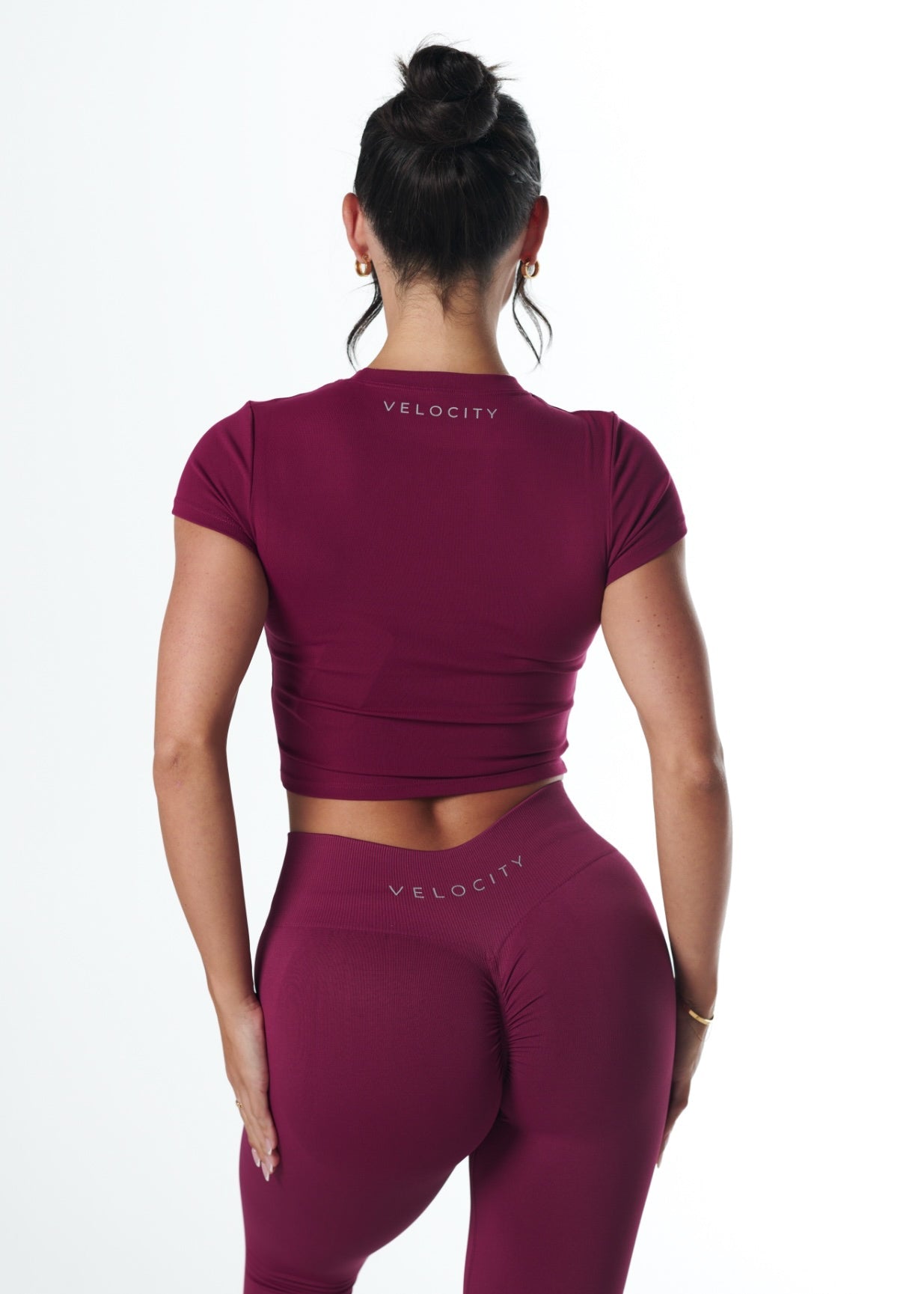 RIBBED BASIC TEE - BERRY
