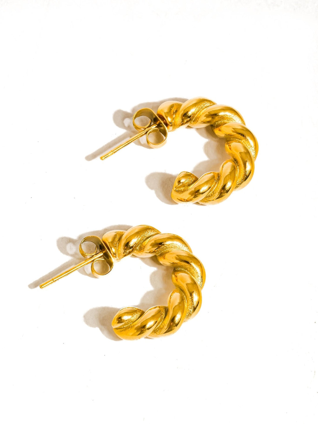 Brume Gold Braided C Hoop Earrings