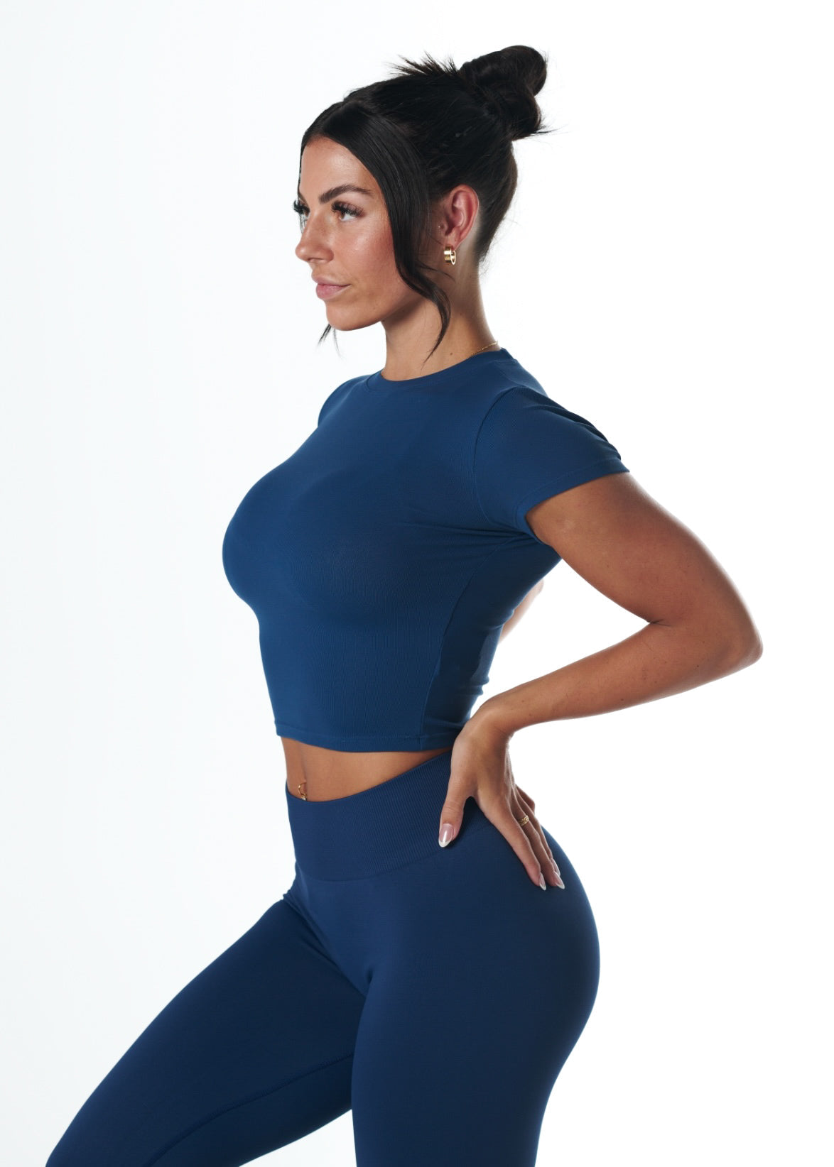 RIBBED BASIC TEE - DEEP BLUE