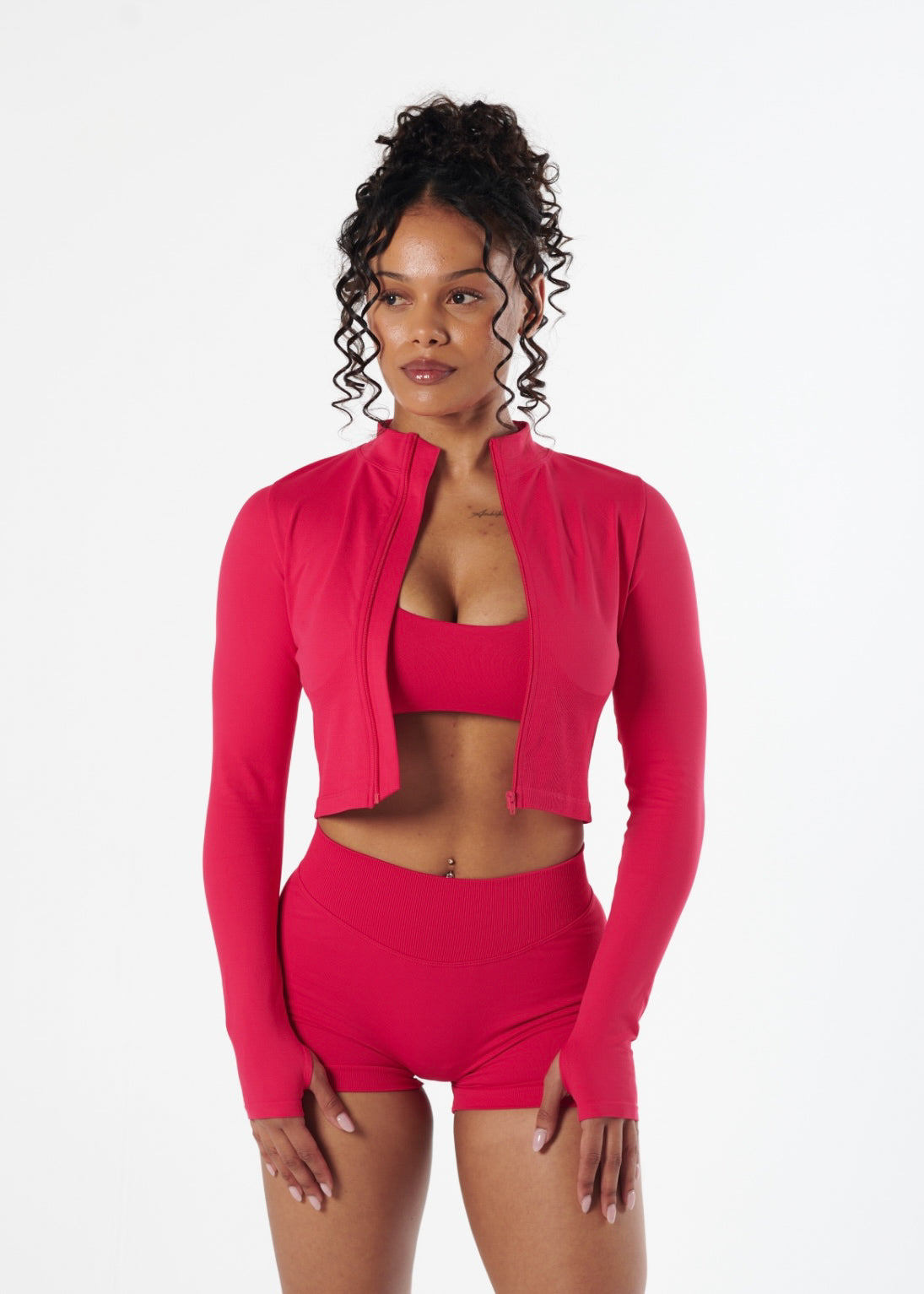 SIGNATURE SEAMLESS ZIP - CHERRY
