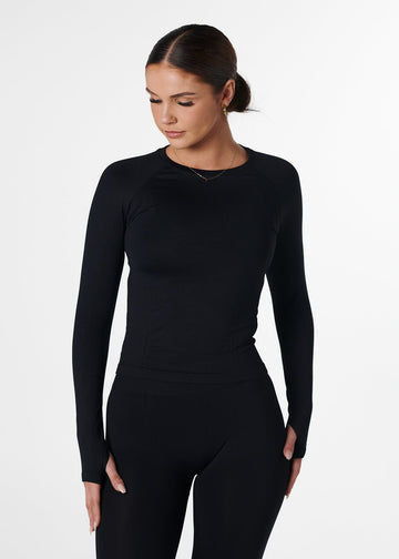 SILHOUETTE FITTED LONG SLEEVE - BLACK