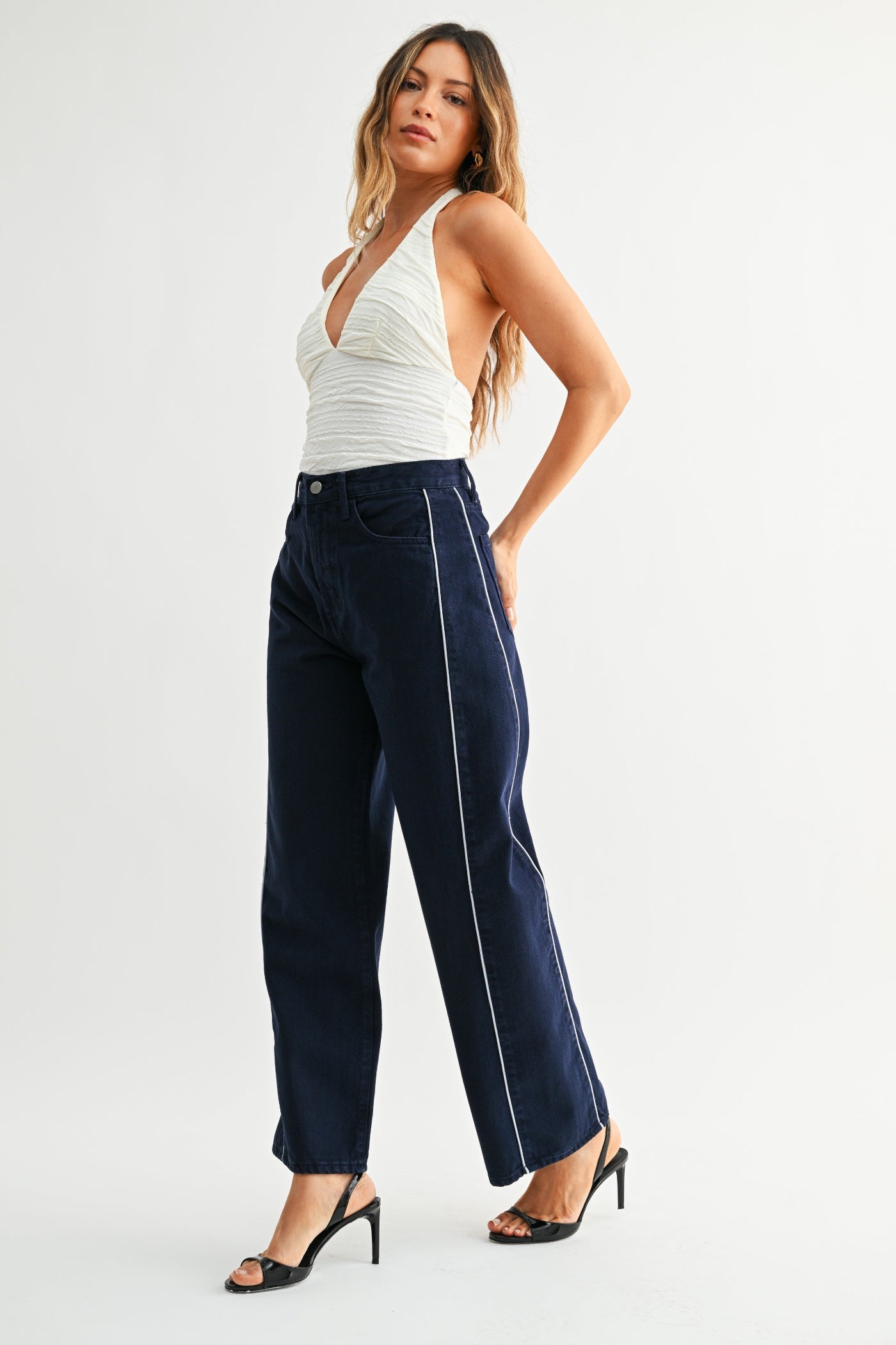 ROSALIA NAVY BARREL JEANS