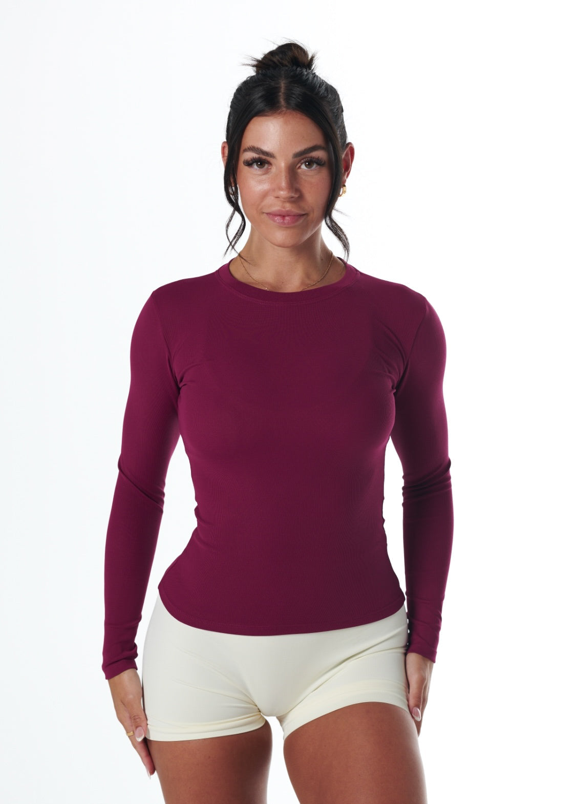 RIBBED LONG SLEEVE - BERRY