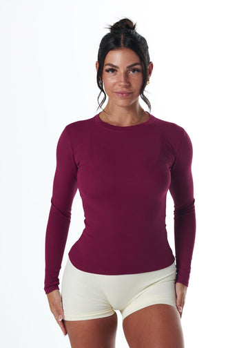 RIBBED LONG SLEEVE - BERRY