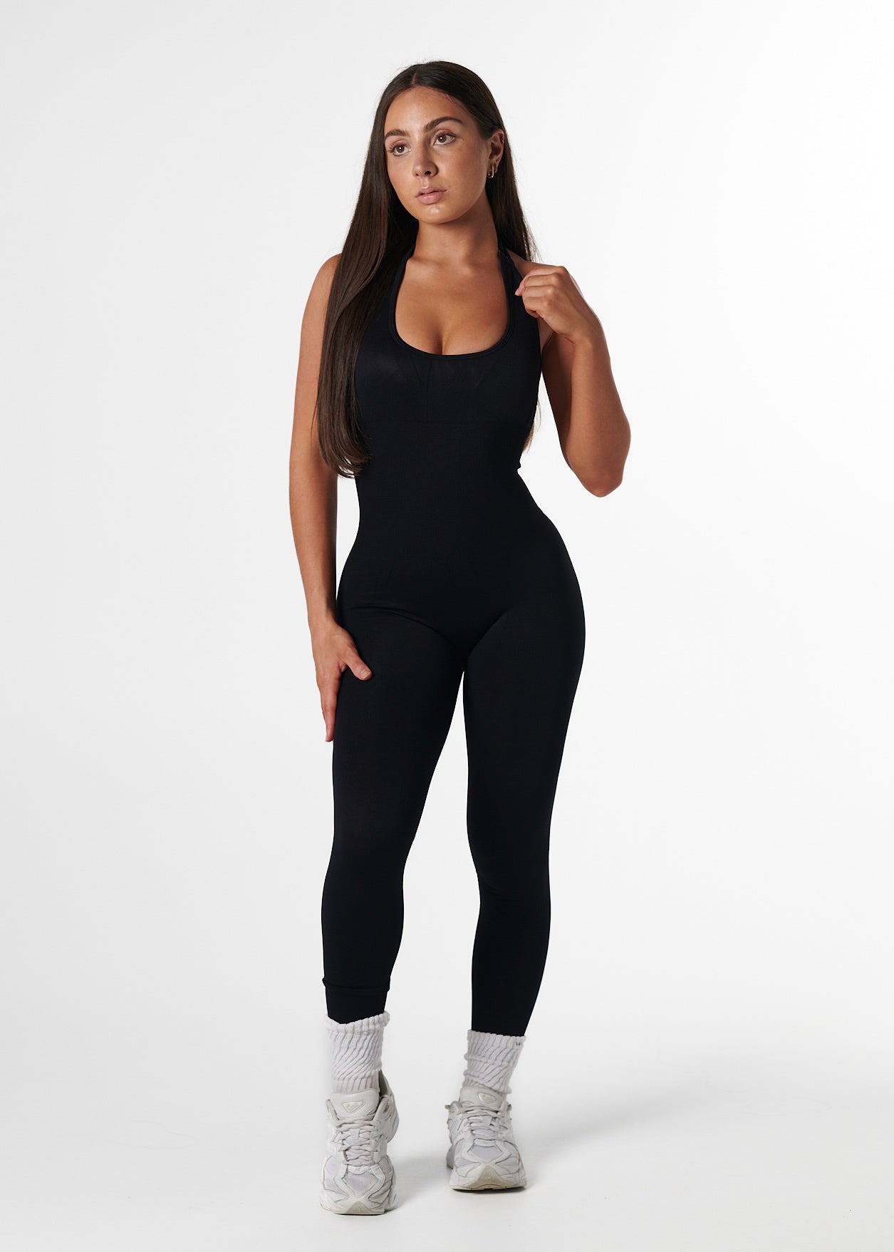SIGNATURE SCRUNCH JUMPSUIT - LIQUORICE