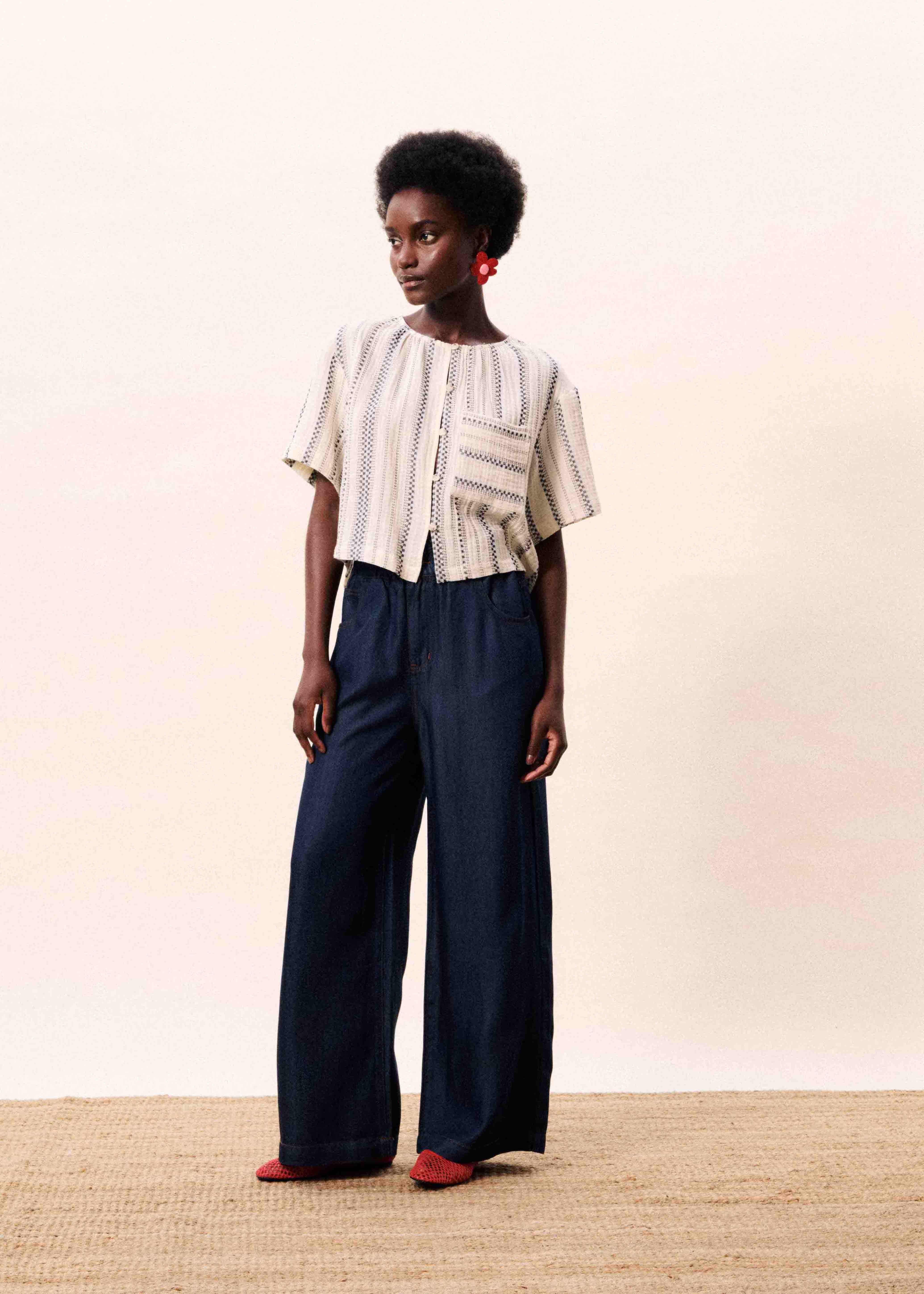 VALEA CREAM STRIPE TOP