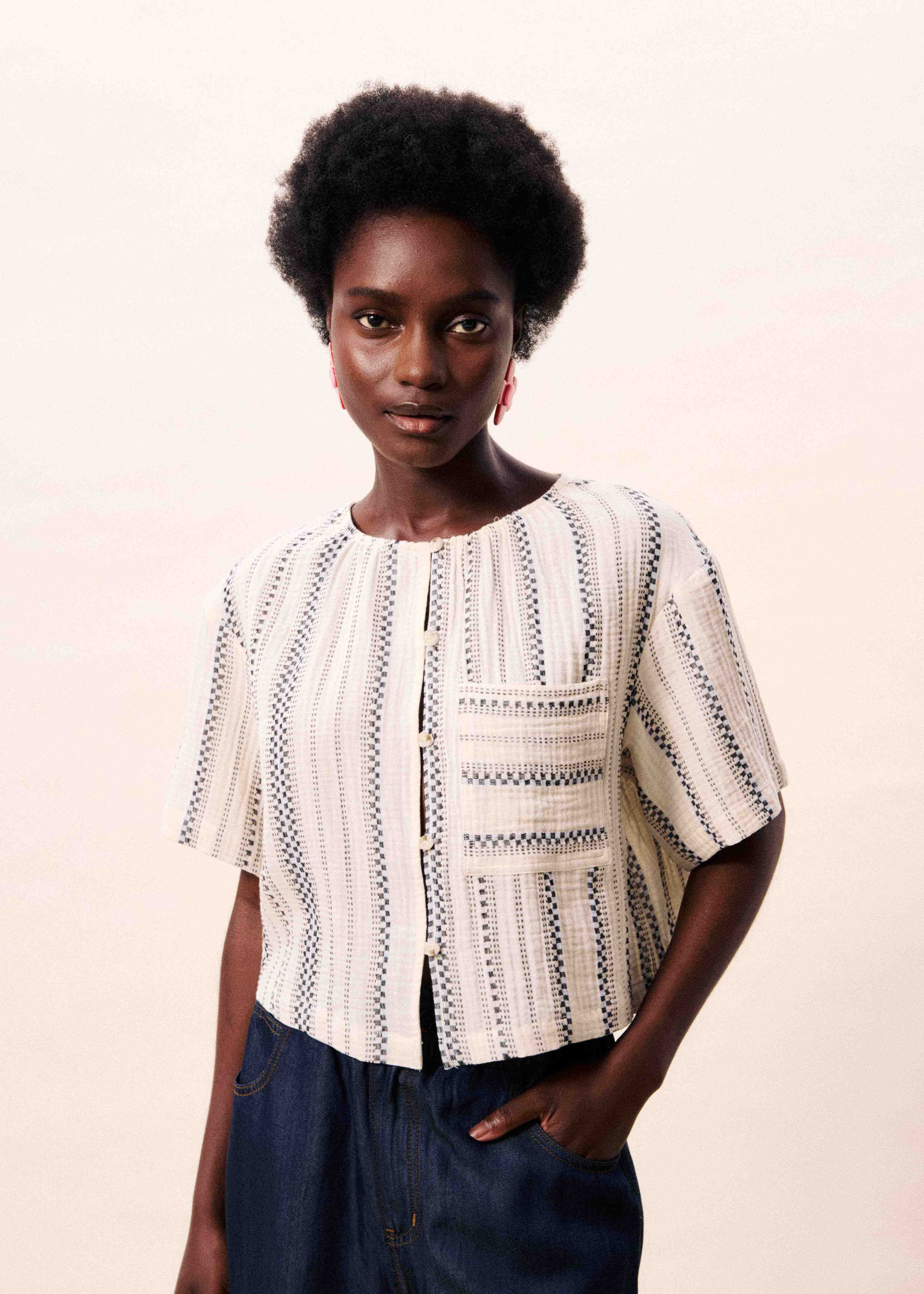 VALEA CREAM STRIPE TOP
