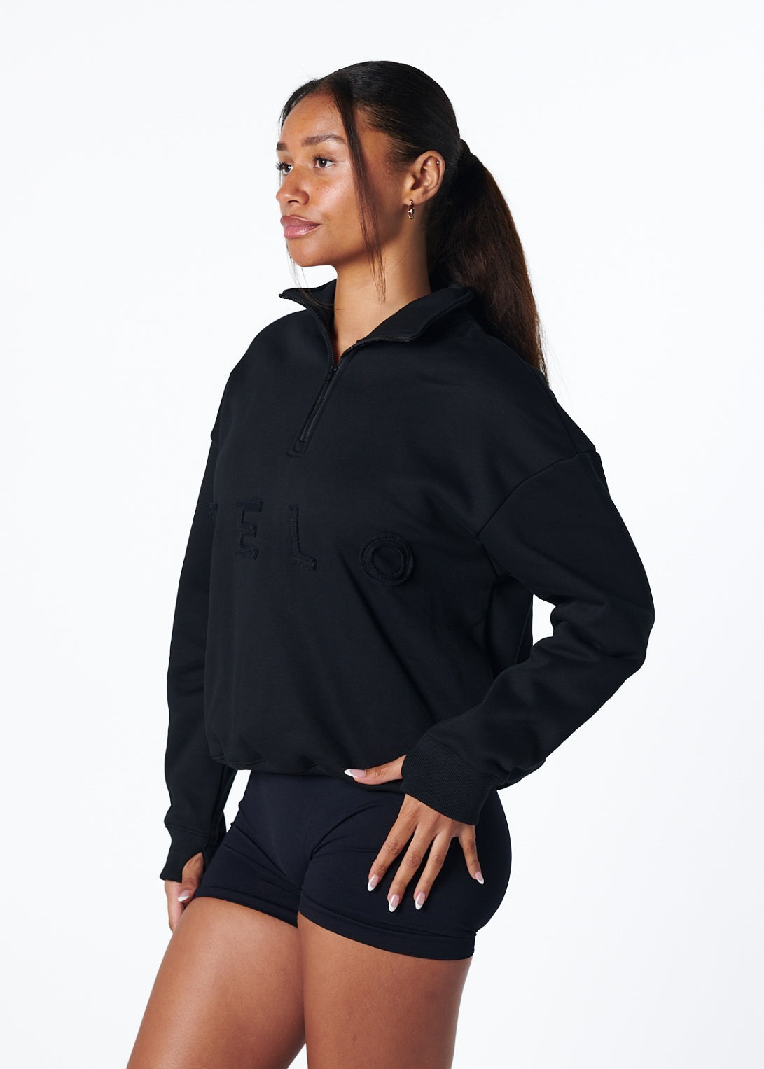VELO FLEECE QUARTER ZIP - BLACK