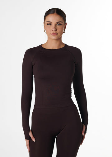 SILHOUETTE FITTED LONG SLEEVE - ESPRESSO