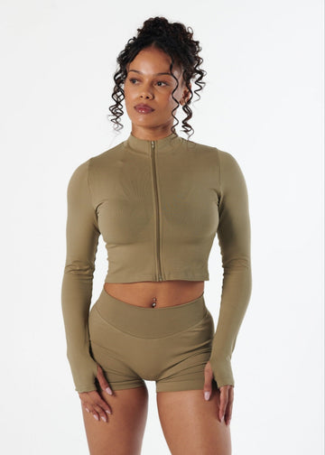 SIGNATURE SEAMLESS ZIP - MATCHA