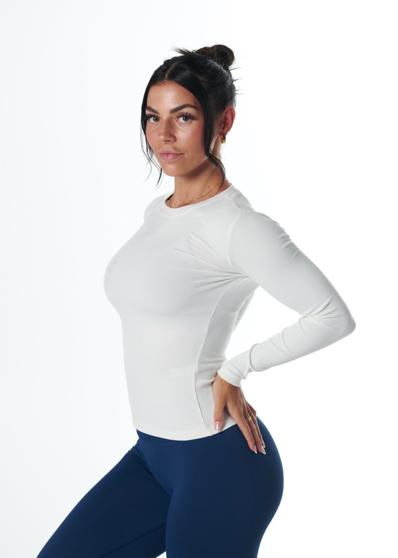 RIBBED LONG SLEEVE - WHITE