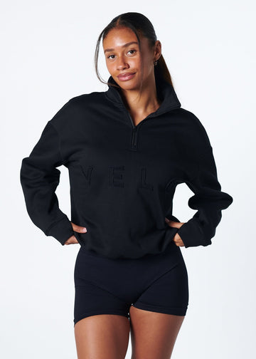 VELO FLEECE QUARTER ZIP - BLACK