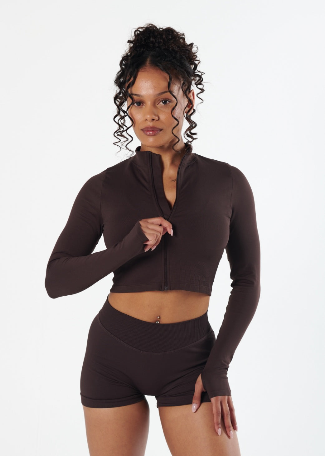 SIGNATURE SEAMLESS ZIP - ESPRESSO