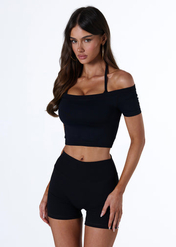 SILHOUETTE MIDI OFF SHOULDER - BLACK