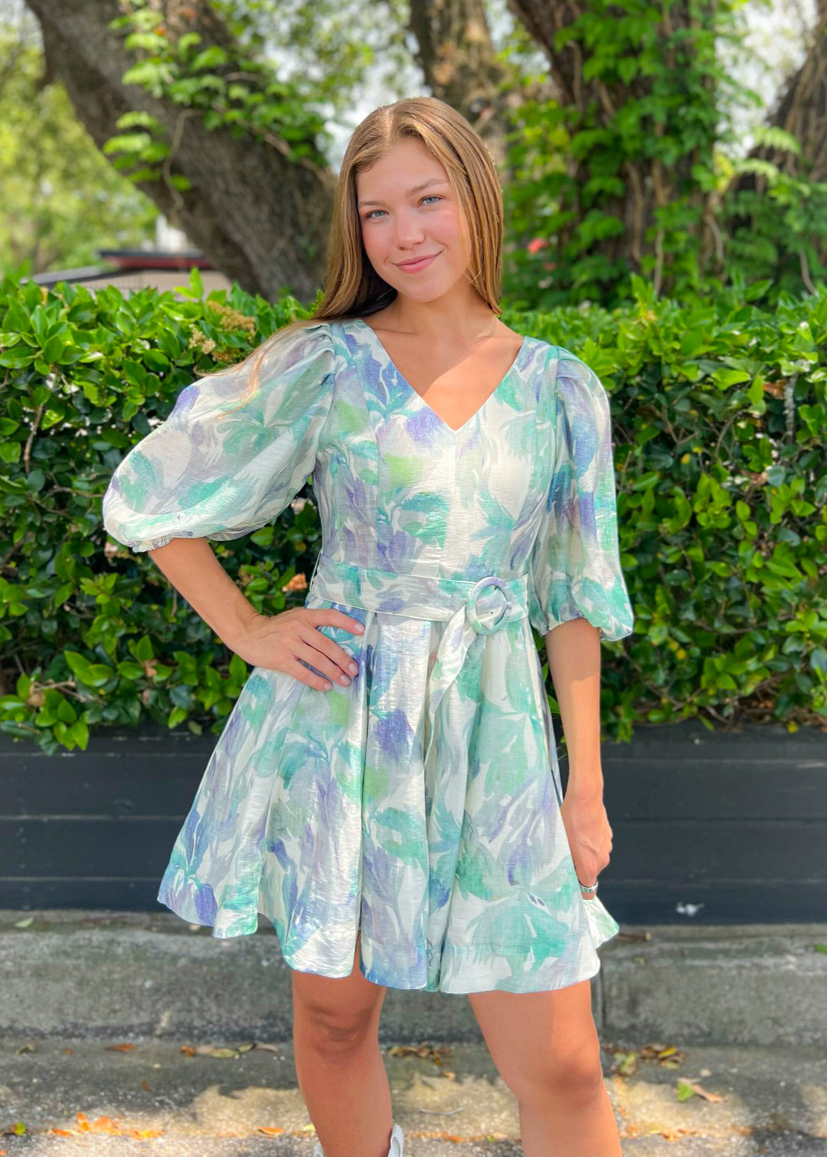 ALEXIS BELTED MINI DRESS