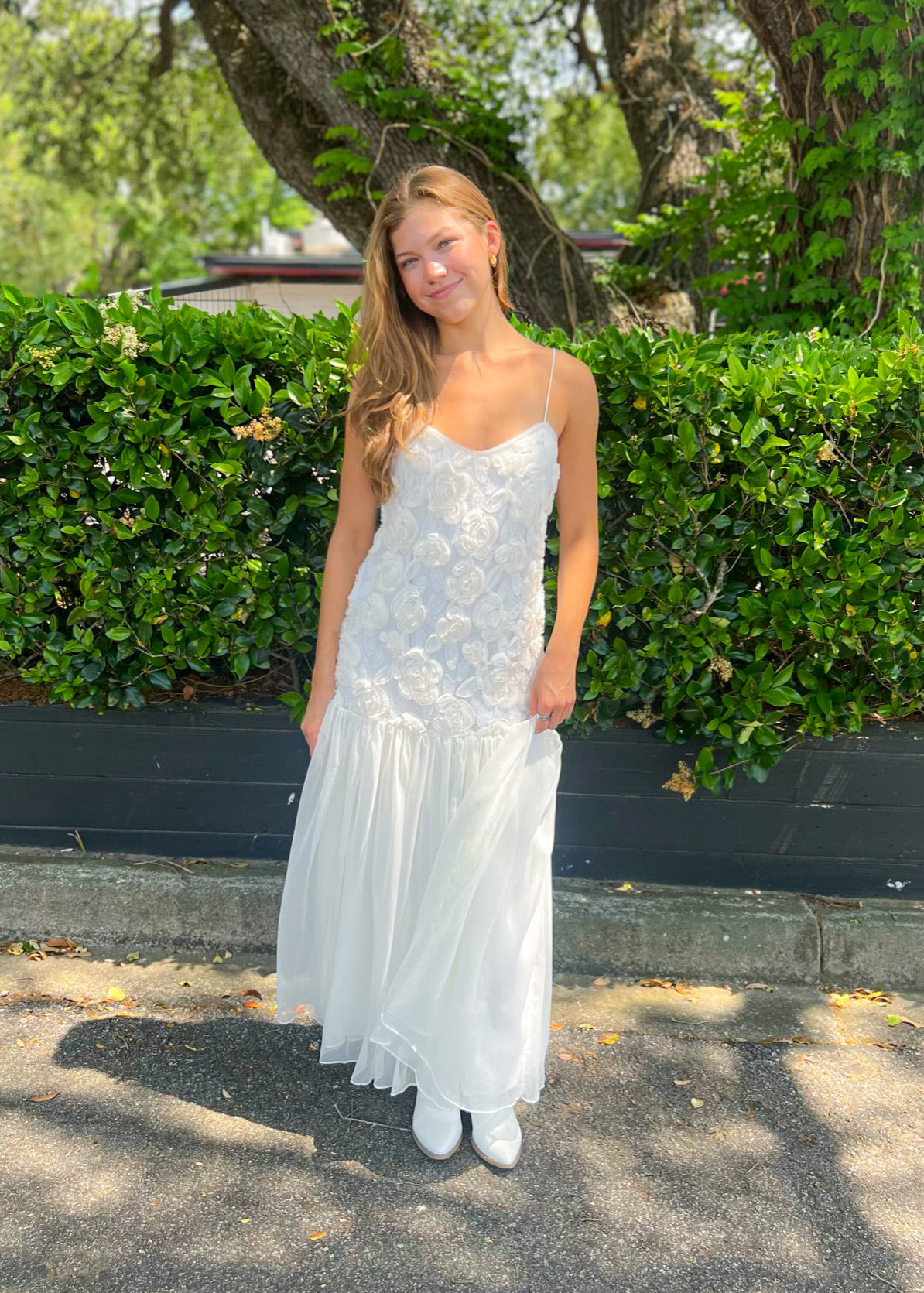 LUCY PETAL TEXTURED MAXI DRESS
