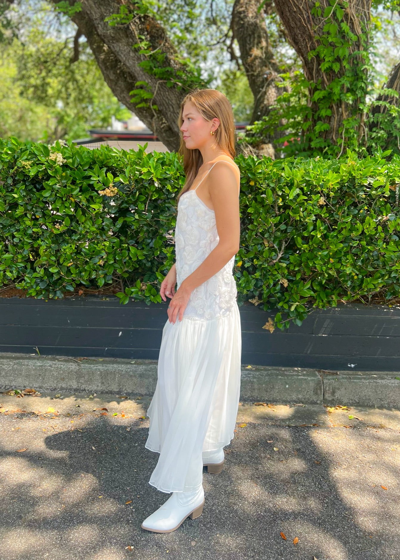 LUCY PETAL TEXTURED MAXI DRESS