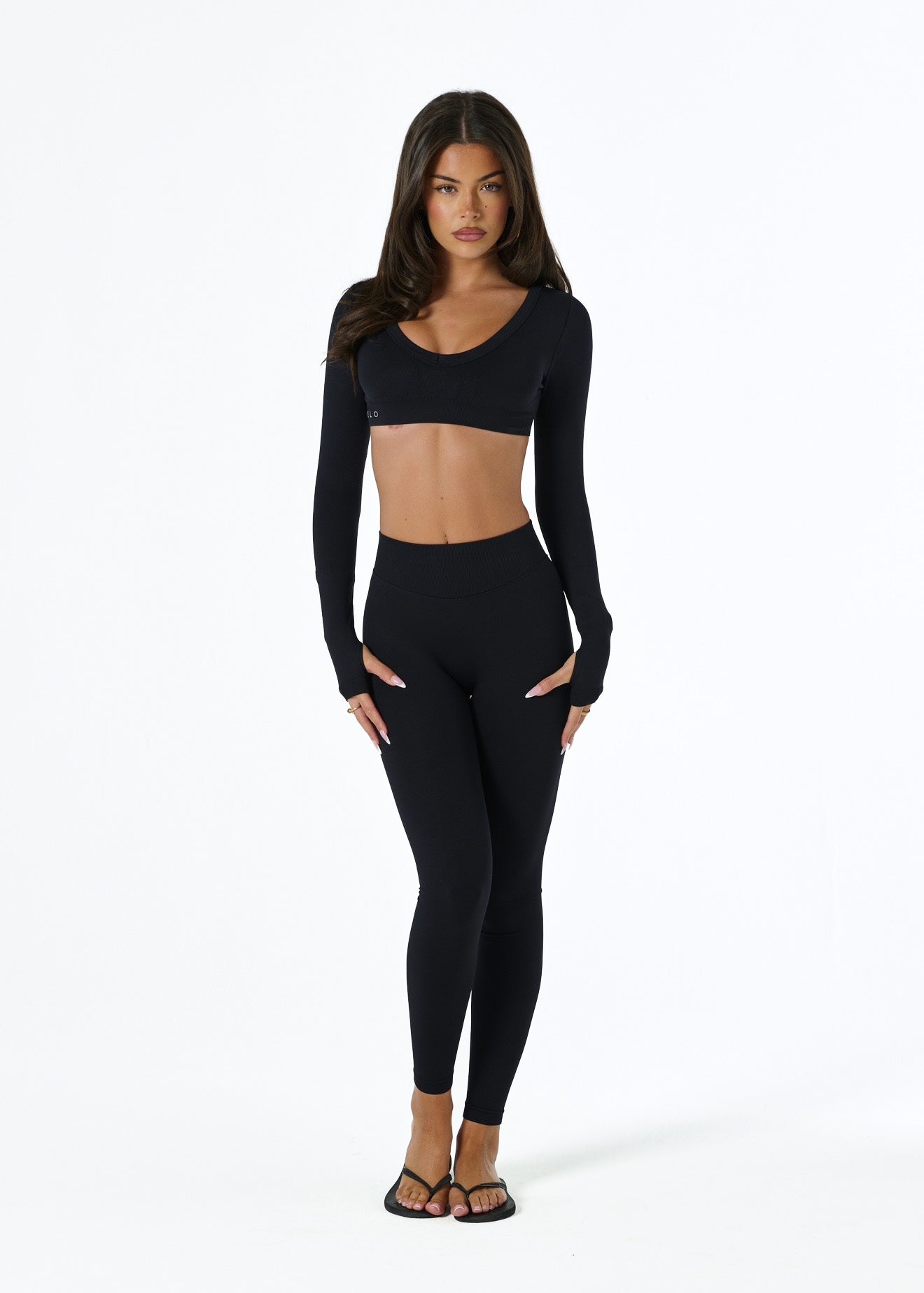 SIGNATURE CROP LONG SLEEVE - LIQUORICE