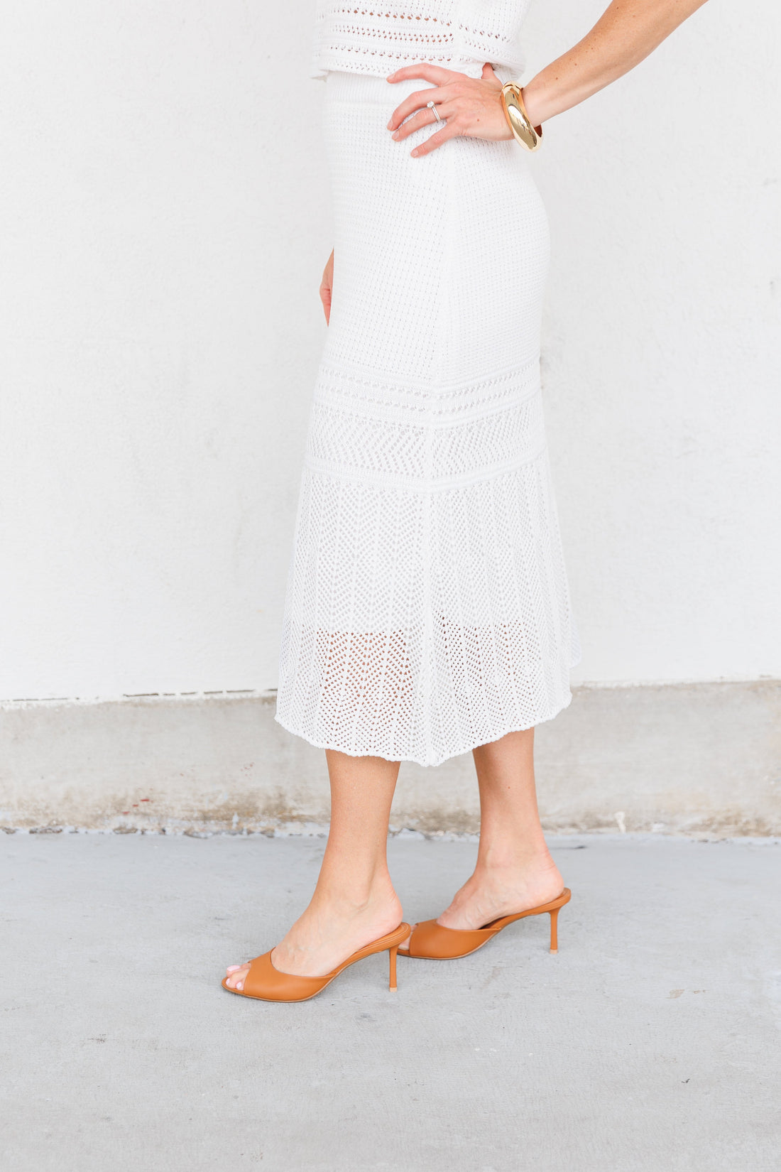 BRYSON CROCHET MIDI SKIRT