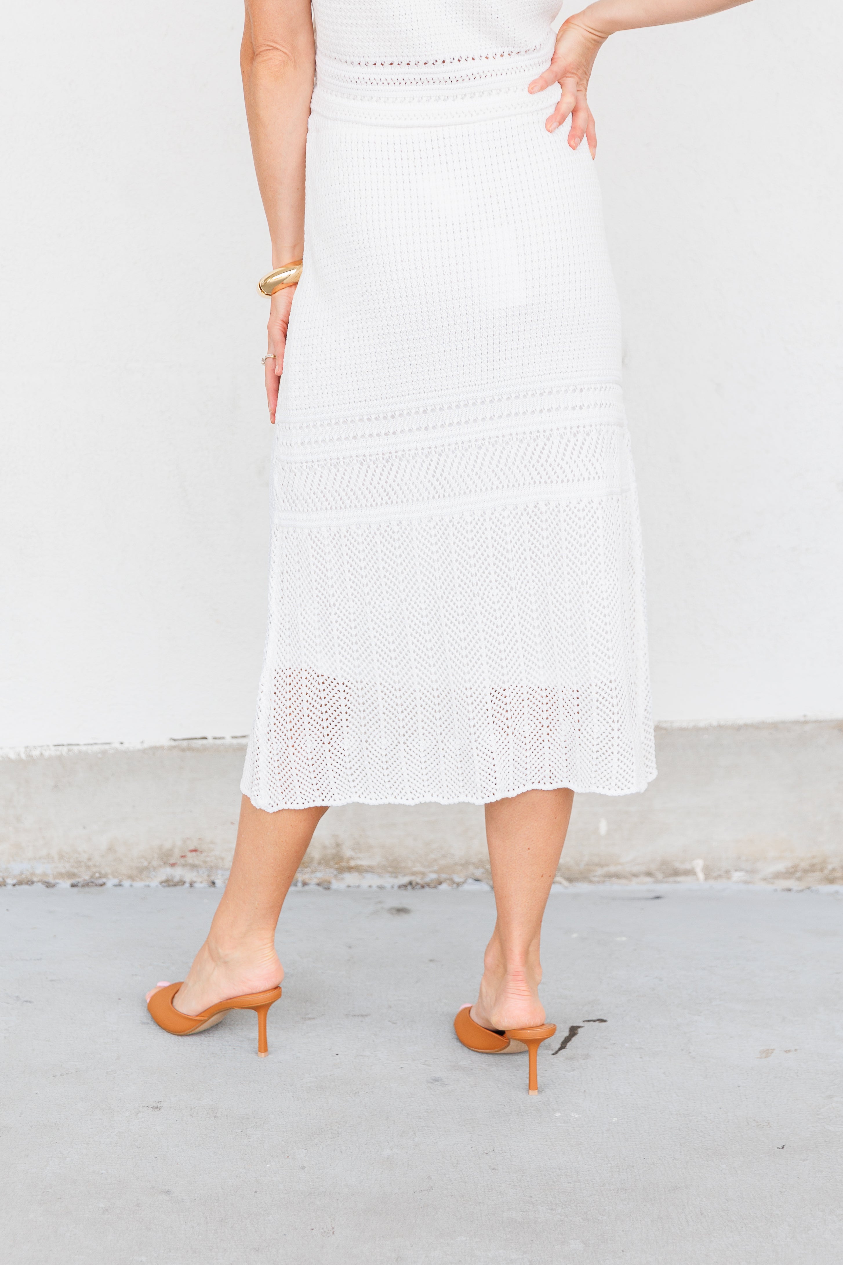 BRYSON CROCHET MIDI SKIRT