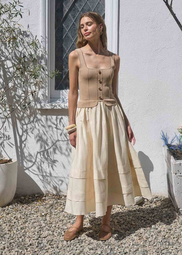 ALLISON KHAKI MIDI DRESS