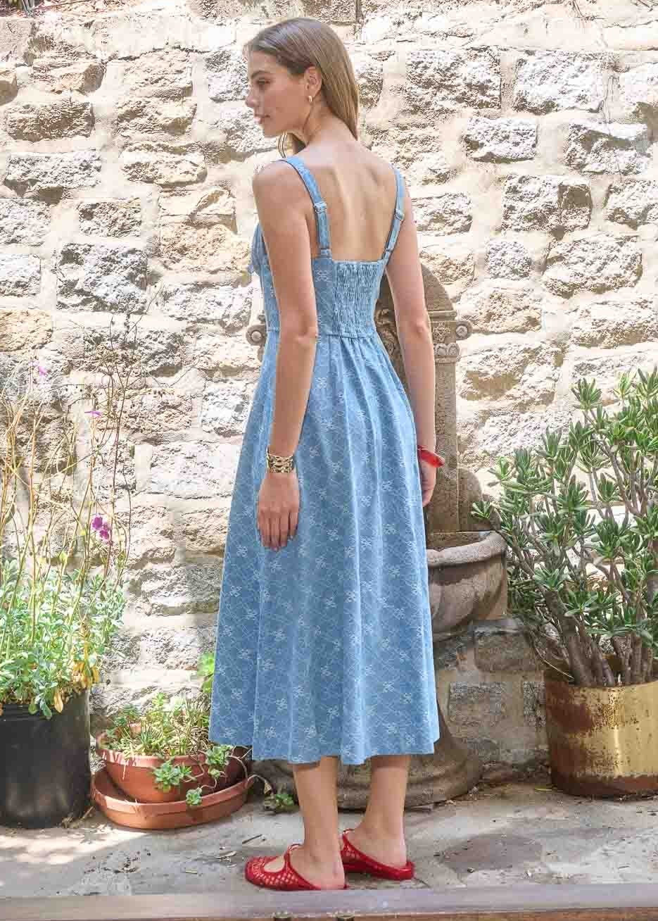 CASSANDRA DENIM MIDI DRESS