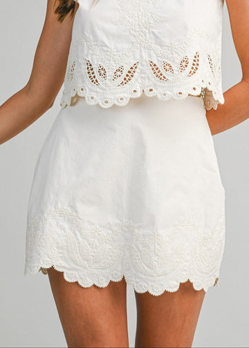 GEMMA EMBROIDERED MINI SKIRT