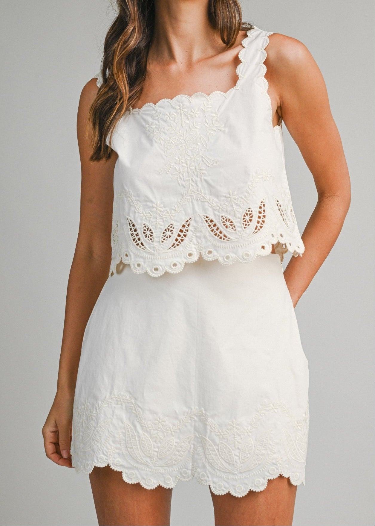 GEMMA EMBROIDERED CROP TOP