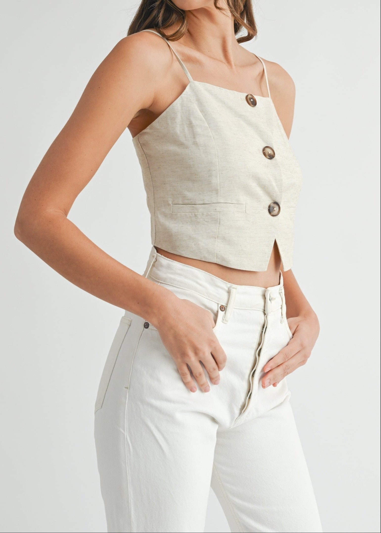 ISABELLE BUTTON DOWN CROP TOP