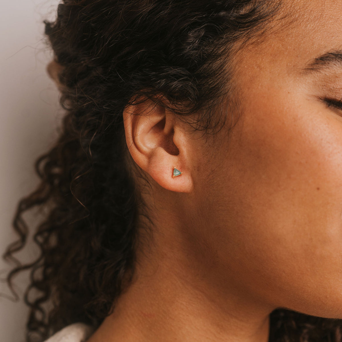 Mini Energy Gem - Green Onyx - Gold Earrings