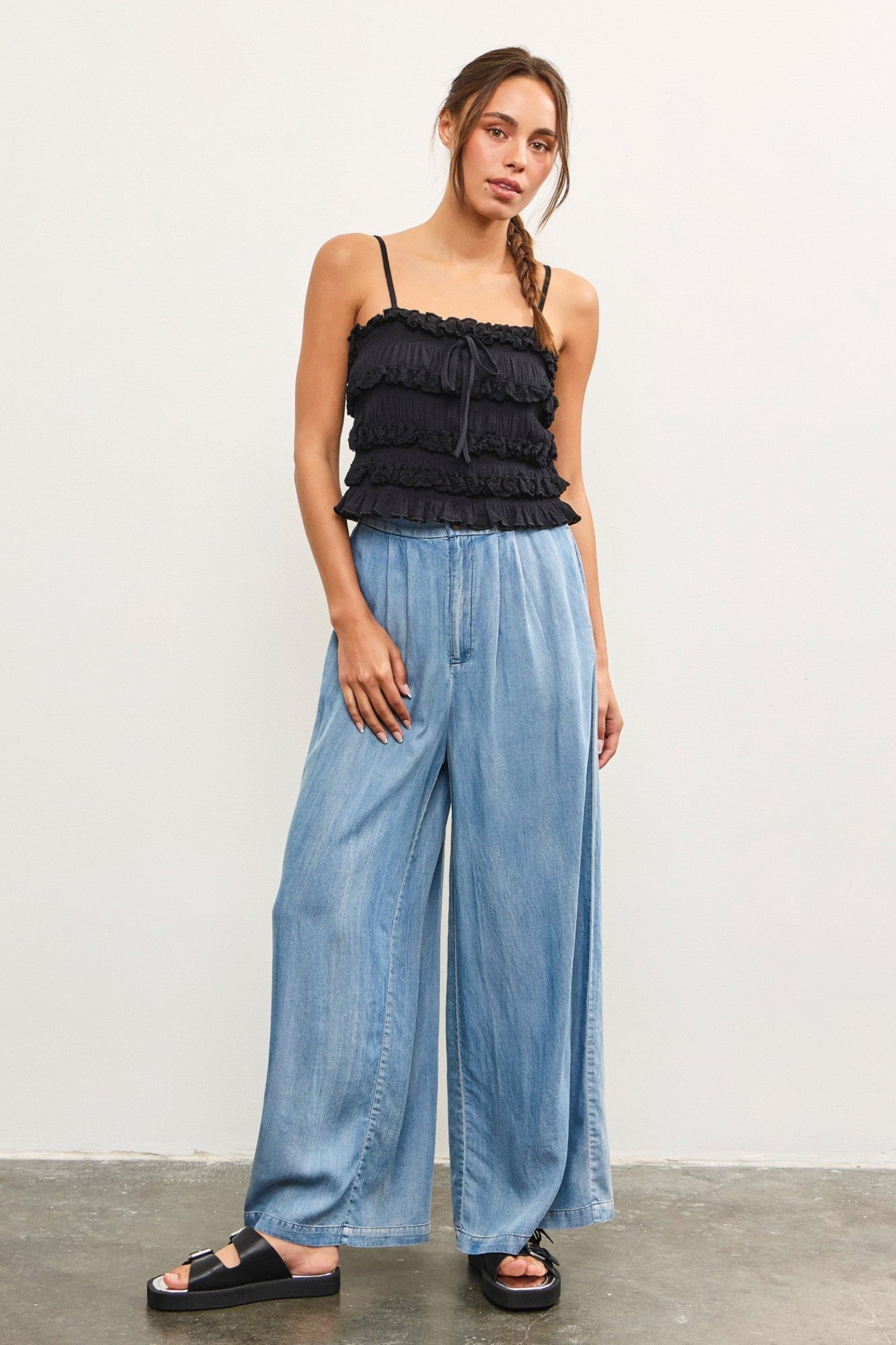 MADDIE DENIM WIDE-LEG PANTS